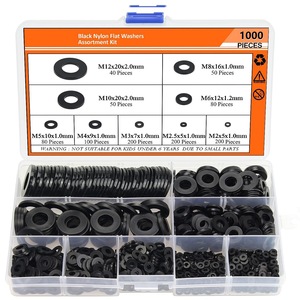 Jeu de rondelles plates en nylon noir M2 M2.5 M3 M4 M5 M6 M8 M10, 500 pièces, pour connexion électrique, grade A, à trou traversant - Product Image 2