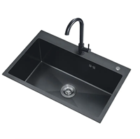 Évier de cuisine professionnel en acier inoxydable noir mat, fait main, à cuve unique carrée, pour restaurant - Grande Vente