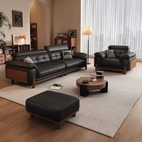 Vente directe usine Fengsong – Canapé une place en cuir véritable style français vintage, rembourrage en éponge haute résilience, structure solide