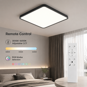 โคมไฟเพดาน LED ทรงสี่เหลี่ยมทันสมัย พร้อมรีโมทคอนโทรล ติดตั้งบนพื้นผิว สีดำอะคริลิก สำหรับห้องนอน ห้องนั่งเล่น แสงสว่างภายในอาคาร - Product Image 4