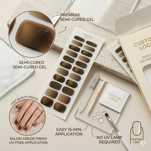 Bandes de vernis à ongles en gel sans UV avec finition pailletée ambre pour une <span class=keywords><strong>manucure</strong></span> de salon haut de gamme - Product Image 2