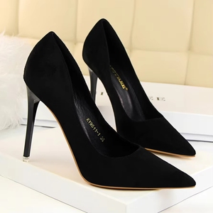 Escarpins en daim <span class=keywords><strong>beige</strong></span> à talon aiguille pour femme 2025, bout pointu, talons hauts, semelle intérieure confortable, chaussures habillées pour le bureau, les mariages et les soirées - Product Image 2