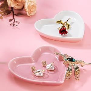 Custom Logo Jewelry Tray <b>Ceramic</b> Trinket - Heart <b>Ring</b> Dish - Product Image 3