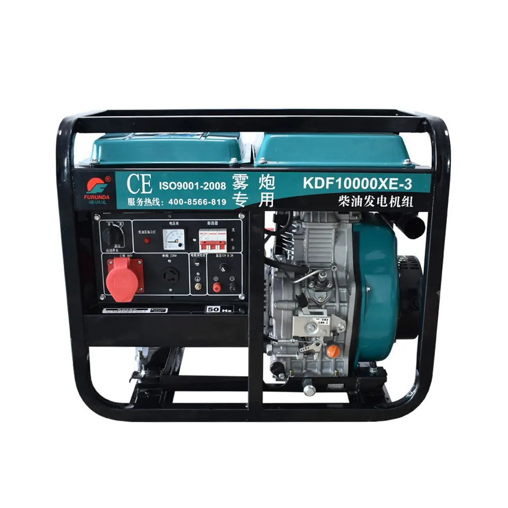 8kw 10kva 1-Fase 50Hz Furunda Goedkope Mini Kleine Open Frame Luchtgekoelde Lassen Draagbare Diesel Generator