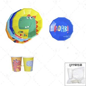 Ensemble d'assiettes en papier jetables pour enfants, style dinosaures, pour la décoration d'anniversaire, fournitures de fête, vaisselle - Product Image 2