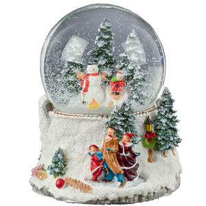 OEM al por mayor de la resina de invierno Navidad pueblo miniatura bola de nieve decoración globo de agua Navidad blanco globo de nieve - Product Image 3