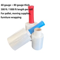 Mini film d'emballage étirable industriel rouleau de 5 en 1000 pieds avec poignée feuille de plastique transparent imperméable pour l'emballage de palette mobile