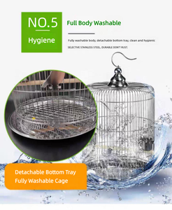 Jaula Grande de Cría de Aves Vivas de Acero Inoxidable Sólido, Ecológica, Transpirable, con Bandeja Metálica y Asa de Hierro, Venta al por Mayor - Product Image 4