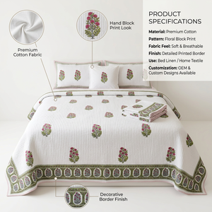 Parure de lit 3 pièces en coton 100% premium, imprimé floral, 200 fils/cm², luxe léger, draps durables, vente en gros, fabricant OEM - Product Image 3