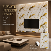 Panneau mural en PVC brillant MORLENX en or blanc artistique, effet marbre UV, pour décoration murale de luxe