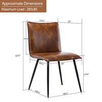 Chaise de salle à manger de cuisine moderne empilable en cuir PU brun jaunâtre pour la maison, le bureau et la salle à manger