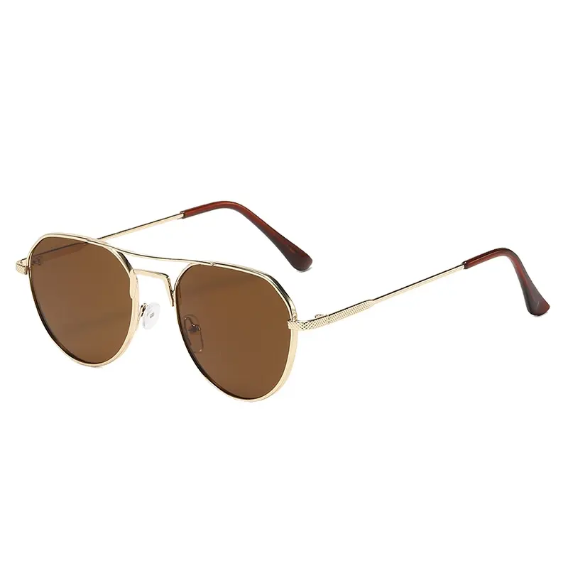 Unisex 2024 Hot Sales New Arrivals Oval Shaped Eyewear Sun Glasses Metal Oval Shades Fashion Sunglasses Double Bridge Sunglasses
