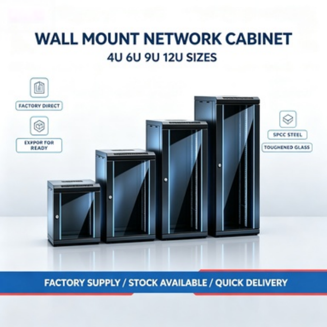 19 Inch Lockable Black Waterproof Wall Mounted Network Server Cabinet Tempered Glass Doors 4U 6U 9U 12U Switches Routers Schools