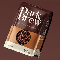 Sachet de café à fond plat imprimé en couleur personnalisée, forme spéciale, avec fermeture éclair de qualité alimentaire pour café de spécialité
