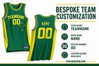 Ensemble d'uniformes de basketball personnalisés pour adolescents – Maillot de basketball vert et jaune par sublimation pour équipes de jeunes, vente en gros pour clubs juniors