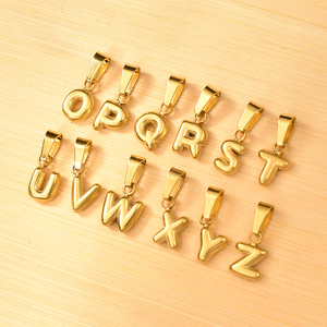 Puffy Bảng Chữ Cái Quyến Rũ | 18K PVD <span class=keywords><strong>M</strong></span>ạ Vàng Thép Không Gỉ Quyến Rũ A-Z Mini Bong Bóng Ban Đầu Thư <span class=keywords><strong>M</strong></span>ặt Dây Chuyền Cho Tự Là<span class=keywords><strong>m</strong></span> Đồ Trang Sức Là<span class=keywords><strong>m</strong></span> - Product Image 3