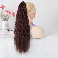 Queue de cheval synthétique pour femme, style international, en soie de maïs, à ondulations aquatiques et boucles lâches