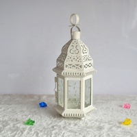 Grandes lanternes marocaines décoratives en verre imprimé et fer doré, porte-bougie pour mariage