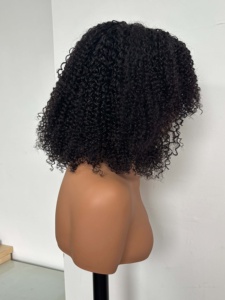 <span class=keywords><strong>Parrucca</strong></span> <span class=keywords><strong>Afro</strong></span> Kinky Curly Trasparente con Frangia, Senza Colla, Densità 250%, Capelli Umani Remy per Donne - Product Image 2