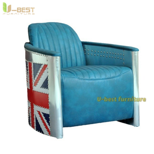 Chaise Aviateur Vintage pour Bar à Cigares Whisky, <span class=keywords><strong>Fauteuil</strong></span> en Cuir Minimaliste en <span class=keywords><strong>Aluminium</strong></span> pour la Maison, le Bureau et les Loisirs - Product Image 1