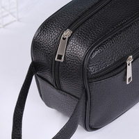 Trousse de Toilette Homme en Cuir PU, Style Classique Minimaliste, avec Fermeture Éclair, pour Voyage d'Affaires et Organisation de Maquillage – Vente en Gros