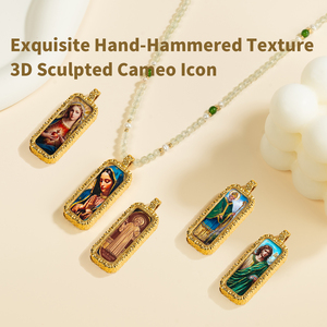 Collar con Colgante <span class=keywords><strong>de</strong></span> Latón Chapado en Oro <span class=keywords><strong>de</strong></span> 18K con Imagen <span class=keywords><strong>de</strong></span> Icono Religioso, Cadena <span class=keywords><strong>de</strong></span> Acero Inoxidable, para Fiestas y Eventos Religiosos - Product Image 1