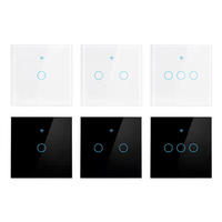 Tuya light 1/2/3 Gang 1000W smart life – interrupteur mural tactile, panneaux de verre wifi, contrôleur de commutateur wifi