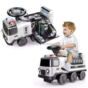 LK Toys Kids Ride on <span class=keywords><strong>Car</strong></span> <span class=keywords><strong>2</strong></span> in 1 Fahrt auf Police Truck Track Toy Set Jungen Garage Swing Slot Toy Kids Parkplatz - Product Image 1