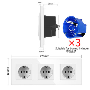 European 16A Wall <b>Socket</b> 86mm Tempered Glass Panel Round Box Installation <b>Socket</b> Protection Door - Product Image 3