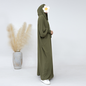 2024 Eid ramazan kadın çift kapşonlu Abaya Kaftan uzun hırka Robe Maxi islami elbise rahat Dubai nefes Polyester - Product Image 6