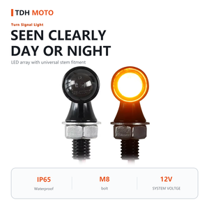 Mini-Fahrlicht Motorrad Silber Zinklegierung LED-Blinker E-Kennzeichnung 12V IP65 Wasserdicht M8 Schraube Universelle Passform - Product Image 2