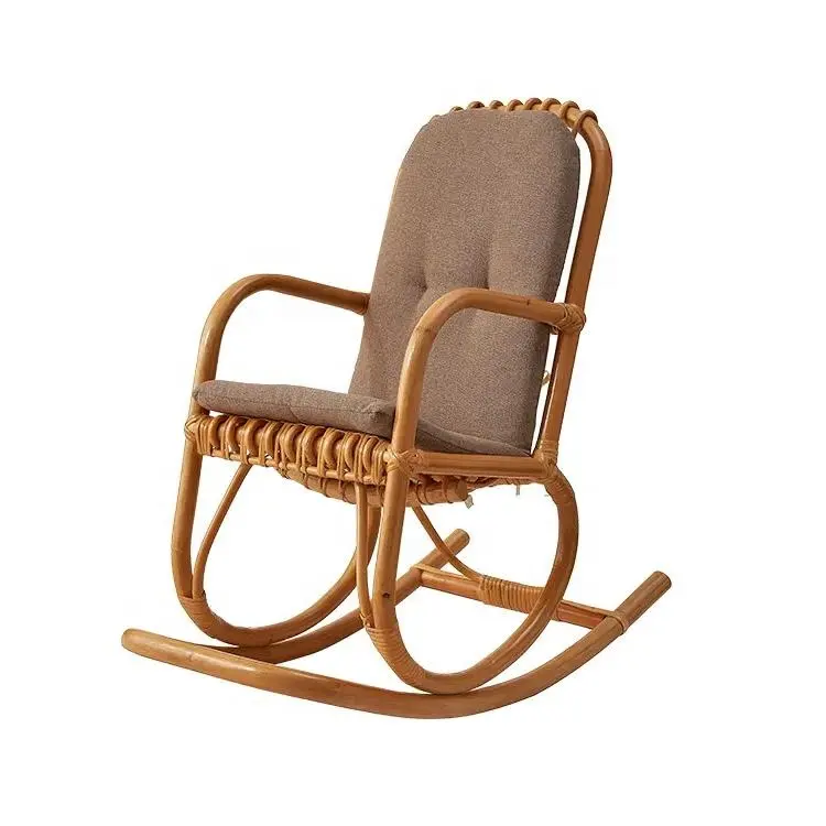 Kadife/sherpa İskandinav oturma odası mobilya eğlence kamışı salonu yaslanma sandalye balkon doğal Rattan hasır Relax sallanan sandalye