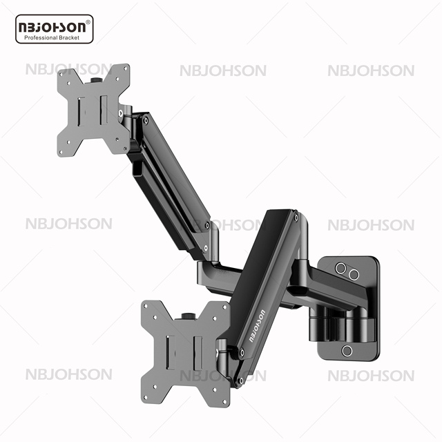 NBJOHSON Adjustable Hospital Dual Monitor Stand Full Motion Gas Spring Wall Mount Monitor Arm
