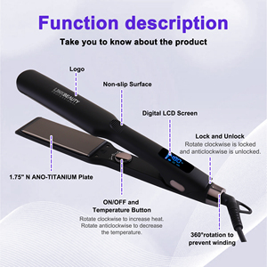 Piastra per Capelli Professionale da Salone 1,75 Pollici in Ceramica, 75W, per Capelli Spessi/Lunghi, Display LCD Intelligente Regolabile, Protezione da Surriscaldamento - Product Image 6