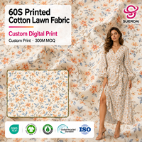 Tela de algodón estampada 100% algodón, estampado digital floral personalizado, tela ligera para vestido o blusa, venta al por mayor OEM