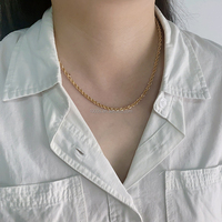 Nouveauté - Collier chaîne à maillons en or massif 18 carats 1000S - Style tendance unisexe pour femmes et hommes - Modèle KXMS035-18