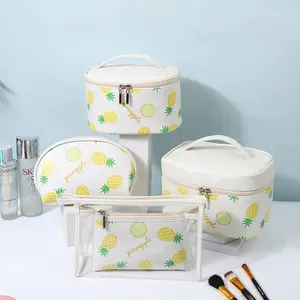 여름 인기 레몬 옐로우 여성 레이디 소녀 화장품 가방 휴대용 여행 세탁 상자 과일 신선한 귀여운 메이크업 가방 세트