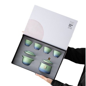 Service à thé en céramique de style chinois traditionnel antique pour les voyages, le camping et l'extérieur, coffret cadeau avec logo de l'entreprise - Product Image 5