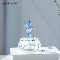 Boîte à bijoux en cristal de verre à fleurs faites à la main, thème ange, couvercle en verre poli pour la décoration de la maison, Saint-Valentin, rangement de bijoux