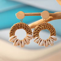 Vente en gros de boucles d'oreilles Lafayette pour femmes faites à la main boucles d'oreilles pendantes tressées en coquillage géométrique personnalisé bijoux tendance en zircon pour filles