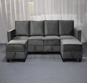 أثاث أريكة بنمط جديد فاخر منجد مع تخزين مخملي مصنوع من المخمل للمنزل والفندق والفيلا