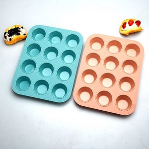 Moule à cupcakes en silicone antiadhésif de qualité alimentaire à 12 cavités avec support pour la cuisson de gâteaux et de savons - Product Image 1