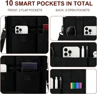 Sac fourre-tout en toile de couleur unie pour femme, fermeture ouverte, sac de travail autoportant avec compartiment pour ordinateur portable, 10 poches (BSCI)