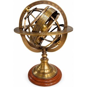 Sphère armillaire en laiton gravée Thor Instruments, globe terrestre rotatif de 5 pouces, décoration de table, cadeau - Product Image 1