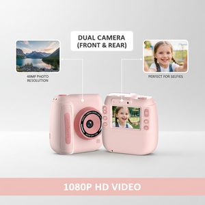 กล้องดิจิตอลสำหรับเด็ก ถ่ายภาพเซลฟี่ วิดีโอความละเอียด 1080P HD พร้อมเลนส์คู่ ใช้กระดาษความร้อนแบบไม่ใช้หมึก วาดภาพ DIY ราคาถูกจากโรงงาน ขายส่ง - Product Image 2
