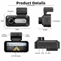 Caméra embarquée intelligente 3,18 pouces à double objectif avant et arrière, modèle exclusif, avec vision nocturne, capteur G, moniteur de stationnement et enregistreur DVR pour voiture