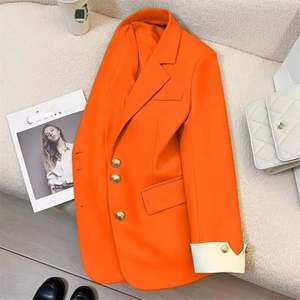 Blazer pour femme I-0689, nouveau, col en V, col à revers, boutons, poches, veste de costume, mode féminine, printemps automne, veste formelle - Product Image 4