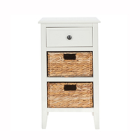 Grande table de chevet carrée en bois et rotin Japandi moderne avec tiroirs de rangement Table basse blanche beige pour la maison de style design