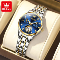 Pour OLEVS 6608 luxe squelette Tourbillon Phase de lune montre-bracelet nouvelles montres automatiques en acier inoxydable montre mécanique jour ovale