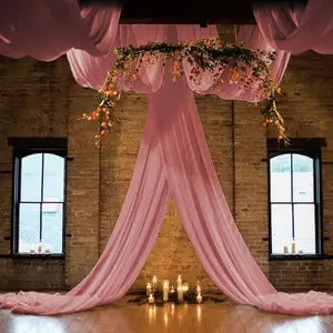 Tende per soffitto matrimonio tessuto trasparente per drappeggio 1 pannelli 5x20 FT sfondo rosa polveroso tende per festa arco di nozze drappeggio